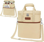 Opux 3 Bottle Insulated Leakproof Wine Cooler Bag, Tote for Picnic Beach, Portable Carrying Case, Cream