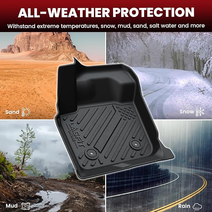LASFIT Floor Mats & Trunk Mat for Ford Fusion 2013-2016 (Only Fit Gasoline) All Weather TPE Mats Custom Fit Floor Liner for Fusion & MKZ 1st & 2nd Row Car Mats and Cargo Liner, Black