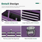 Greenvelly Tool Chest, 5-Drawer Rolling Tool Chest with Hooks and Lockable Wheels,Metal Storage Detachable Top Tool Box with Lockable Wheels for Garage,Workshop,Art Studio(Purple)