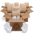 Insulated Thermal Shipping Boxes 12"x12"x12" with 2 Gel Ice Packs, Pack of 6 - USA-Made Cold Food Shipping Box with Absorb Condensation Thermal-Paper Liner - Frozen Food Shipping Kit by IDL Packaging