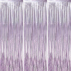 3 Pack 3.3 x 8.2 ft Light Purple Foil Fringe Backdrop Curtains, Tinsel Streamers Party Decorations, Fringe Backdrop, Door Shimmer for Baby Shower or Birthday Party