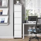 5 Drawer Mobile File Cabinet, Metal Filing Cabinet with Lock and Wheels, Home Office Rolling File Cabinets for Legal/Letter Hanging File Folders, Un-Assembled (White)