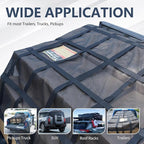 Tecoom Cargo Net with Mesh, 8.4 x 7.51ft 1,500 LBS Capacity Truck Bed Net for Trailer, Trucks, Boat, Jeep, Pickup, Heavy Duty Cargo Net with Adjustable Cam Buckles & S-Hooks & Cross Strap