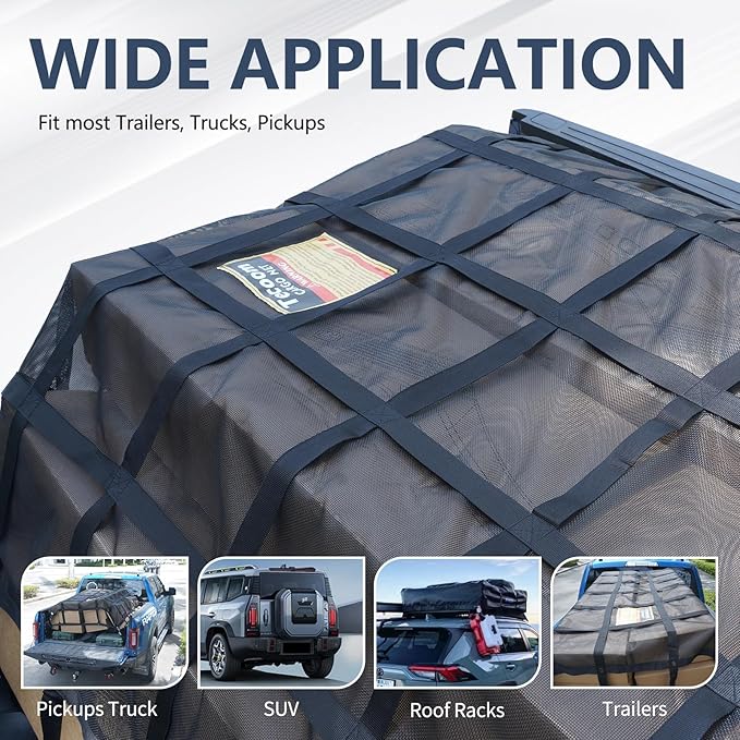 Tecoom Cargo Net for Pickup Truck Bed, 8.1x6.66 ft Heavy Duty Cargo Net, Organizer Netting, Cargo Carrier for Toyota, Ford, Chevy Silverado, GMC, RAM