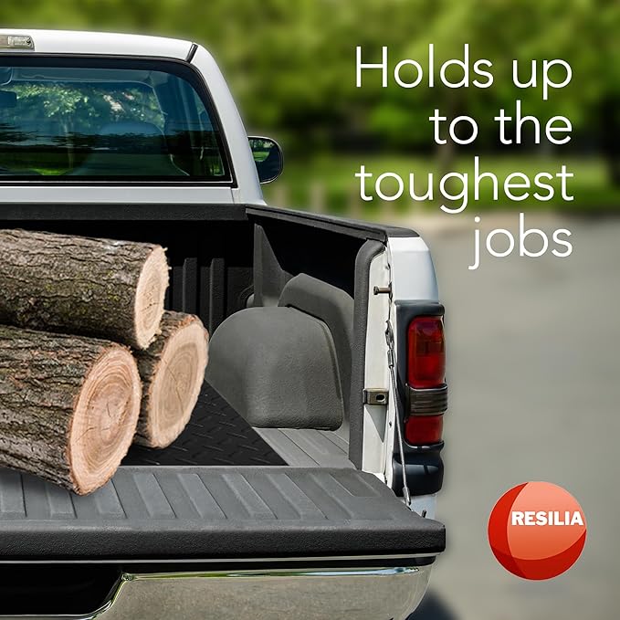RESILIA Truck Bed Mat Liner – Universal Size, Durable Heavy-Duty All-Weather Protection for Your Truck, Cargo Van, or SUV, Pickup Accessories, Trim to Fit, Black, Thick 4 Foot x 8 Foot, Made in USA