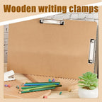 Henoyso 24 Pcs 11x17 Clipboard Wooden Lap Board with Low Profile Clip Brown Double Landscape Clip Hardboard Drawing Board Landscape Horizontal Large Clipboard for Desk Paper Sketching Art Supplies
