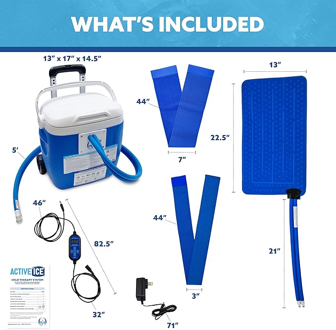 Polar Active Ice Hip-Extended Coverage Cold Therapy Ice Machine System with 12.5"x22.5" Therapy Compression pad, Programmable Timer, 16 Qt. Cooler, Quiet Pump, Strong Cryotherapy Pain Relief Treatment
