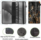 Car Registration and Insurance Holder,Leather Vehicle Glove Box Organizer Wallet for Document, for any Car,Truck,Motorcycle,Driver License,Trailer or Boat,Men & Women,Leaf Hunting Camo Forest Deer