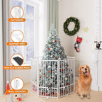 Full Metal Freestanding Dog Gate with Door, 36''Height Foldable Pet Dog Fence for Indoor & Outdoor, 8 Panels Extra Wide Free Standing TallDog Gates for Doorways,House,Stairs,Porch,Deck,Yard