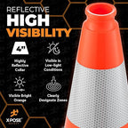 Xpose Safety 12 Inch Orange Traffic Cones with 4" Collar - 12 Pack Multipurpose PVC Plastic Safety Cone for Parking, Soccer, Caution, Kids and Construction - DOT Approved