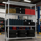 4 Tiers Shelf 2640 lbs Steel Storage Shelving Utility Shelving Unit Steel Organizer Wire Rack for Home,Kitchen,Office,Garage Chrome 17.7" D x 47.2" W x 70.3" H