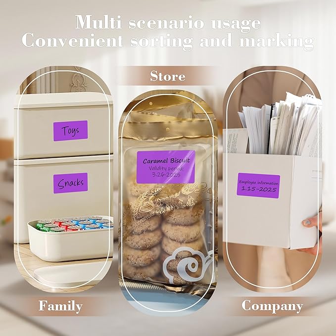 PARLAIM 3x5 inch Rectangle Color Code Stickers, 1000PCS 4 Rolls Square Adhesive Inventory Label, Purple