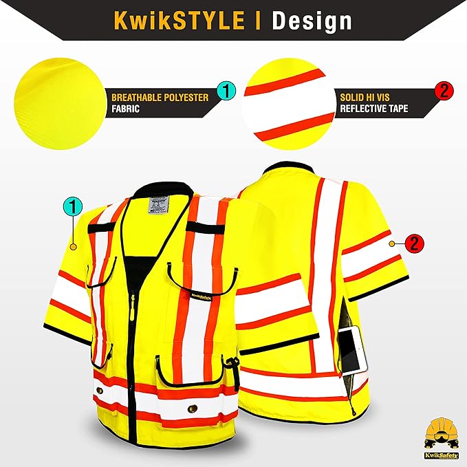 KwikSafety - Charlotte, NC - GODFATHER Safety Vest [CUSHIONED COLLAR + TABLET POCKET] ANSI OSHA