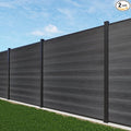 6ft x 6ft Outdoor Privacy Fence, Wind Resistant, Wood Plastic Composite Fence Panel with 2 Posts, Fencing for Yard, Backyard, Garden and Pool