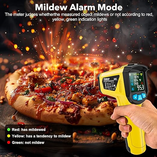 Infrared Thermometer Gun, TEMIRUP Non Contact Digital Laser Temperature Gun with K-Probe for Industrial, Cooking, Griddle,Engine, HVAC, Humidity,Adjustable Emissivity -58°F to 1472°F(-50~800°C)