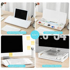 Glass Desktop Whiteboard with Storage, Desk Dry Erase Board Small White Board for Desk, Computer Keyboard Stand Includes 4 Markers, 1 Eraser for Office, Home, School Supplies