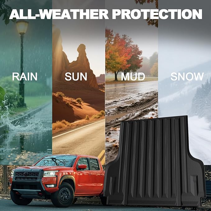 Truck Bed Mat for Nissan Frontier 2022-2026, All Weather Truck Bed Liner for 2026 2025 Nissan Frontier Accessories, 5FT TPE Cargo Liner Truck Mat