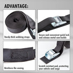 Cartman 1" x 15'Lashing Straps with Adjustable Cam Buckle Cargo Tie Down with Protective Pad, 8 Pack, Black
