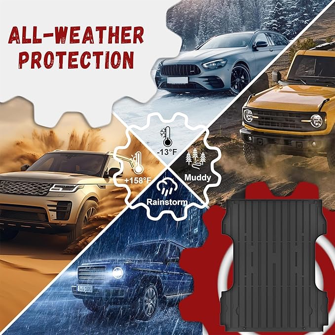 Truck Bed Mat Fit Ford F250 / F350 / F450 2017-2026 (6.75FT Bed), TPE All Weather Truck Bed Liner Cargo Liner SuperDuty Accessories