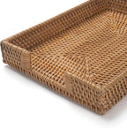 Rattan Letter Tray, Wicker Desk Tray, Woven Desktop Basket Organizer for Papers, Documents, Magazines, Files