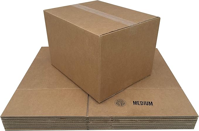 Amazon Basics Cardboard Shipping and Packing Moving Boxes, 10 Pack, Medium, Brown, 18" x 14" x 12"
