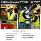 Vest 9 Pockets Class 2 High Visibility Zipper Front Construction Vest For Men & Women – Yellow