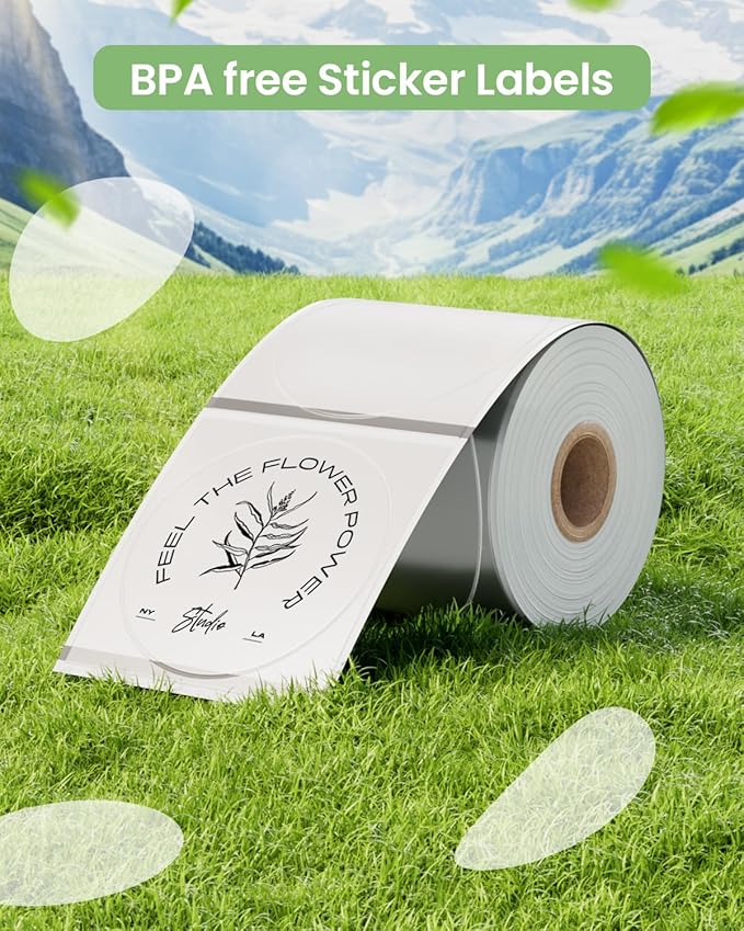 Phomemo Labels - Frosted Clear Round Label for M110/M100/M220/M108/M250/M160 Label Maker, 1.96" x 1.96"（50x50 mm）,Multi-Purpose Self-Adhesive Paper for Barcode/Address/Mailing/Logo/Business Home Tag