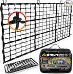 Cargo Net for Pickup Truck Bed - Stretchable 4' x 6' to 8' x 12' with 4" x 4" Mesh, Heavy Duty 10mm Cord Bungee Bed Netting with 12 Metal Carabiners - Ideal for ATV, SUV, UTV and Truck