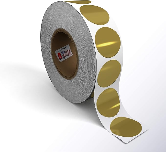 Kenco Color Coding Circle Dot Sticker Labels on a roll (Gold FOIL, 1 INCH 1000 Stickers)