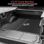 KARPAL 6.5FT Truck Bed Mat for Ford F150 & Lightning Standard Bed 2015-2025 (Not Fit 5.5FT Short Bed & 8FT Long Bed), TPE All Weather Truck Bed Liner Cargo Trunk Accessories for Ford F150