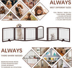 JSB 144-inch Extra Wide 30-inch Tall Dog gate with Door Walk Through, Freestanding Pet Gate for Halls, Stairs & Home, Pet Puppy Safety Dog Fence with 2PCS Support Feet (Espresso)