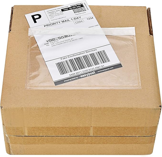 SJPACK 1000 7.5" x 5.5" Clear Adhesive Top Loading Packing List/Label Envelopes Pouches
