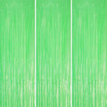 3 Pack 3.3 x 8.2 ft Pastel Green Foil Fringe Backdrop Curtains, Tinsel Streamers Party Decorations, Fringe Backdrop