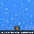 Tarp 12x16 Feet 14 Mil Heavy Duty Waterproof Tarp, Large Multipurpose Cover with Brass Grommets and Reinforced Edges, UV Resistant Thick Poly Tarps for Outdoor Camping Tent Pool Car, Blue