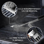 KITCHEN PERFECTION Safe Wire Grill Brush for Outdoor Grill w/Grill Scraper & Grill Mat Grill Cleaning Kit -Extended Handle BBQ Brush for Effortless Grill Cleaning Grill Cleaner Brush Barbecue Tools