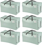 VENO 6 Pack Moving Bags and Large Christmas Decoration Storage Bins with lids. Alternative to Moving Boxes, Packing Supplies for College. Heavy Duty Totes (Shiny Light Green, 6 Pack)