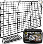 Cargo Net for Pickup Truck Bed - Stretchable 5' x 7' to 10' x 14' with 4" x 4" Mesh, Heavy Duty 10mm Cord Bungee Bed Netting with 12 Metal Carabiners - Ideal for ATV, SUV, UTV and Truck