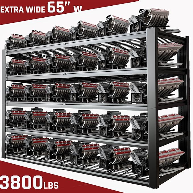 65" W Garage Shelving Heavy Duty, 5 Tier Garage Shelves, 30" D Adjustable Storage Shelving Unit, Commercial Metal Shelf for Warehouse, Pantry, School, Shop, 65" Wx30 Dx79 H, 2 Pack