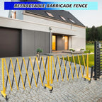 16.8FT Industrial Metal Expandable Barricade，Retractable Traffic Fence with Casters, 270 Degrees Folding Security Gate, Portable Barricade Gate for Construction Area, Traffic Control, Cordon