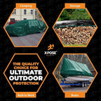 Heavy Duty Poly Tarp 20' x 35' - Bulk Half Pallet (42 Pack) Thick Waterproof, UV Blocking Protective Cover - Reversible Green & Black - 10 Mil Thick Polyethylene - by Xpose Safety