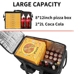 MATEIN Food Delivery Bag XXL - 23x14x15 inches, Water Resistant Large Insulated Hot & Cooler Catering Bags with Cup Holders for Food Deliveries, Pizza Warmer Carrying Case, Black