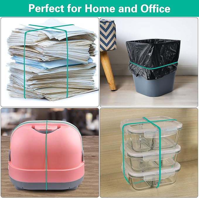 Large Heavy Duty Latex Rubber Bands 12 Inches Trash Can Bands Strong Elastic Bands for Office Supply, File Folders, Cat Litter Box, 60 Pack (Green)