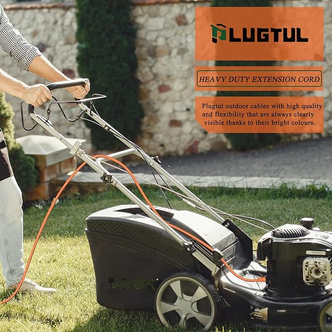 PLUGTUL 50 FT 12/3 Outdoor Extension Cord Waterproof, Heavy Duty 12 Gauge SJTW Extension Cord, 15A 1875W, ETL Listed, Great for Garden and Home, Orange
