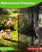 10 Panels Black Metal No Dig Garden Fence, 33in H x 24ft L Temporary Animal Barrier for Dogs & Rabbits, Reusable Outdoor Yard Fencing with Lock