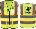 A-SAFETY Mesh High Vis Vest Lightweight Reflective Construction Vest with Pockets Safety Vest for Men/Women