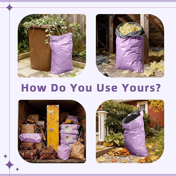 Fuxury Extra Large Poly Mailers 24x36" 25 Pcs, 2.5mil Bulk Shipping Bags for Clothing,Strong Adhesive Shipping Envelopes,XL Heavy Duty Poly Mailing Bag for Business,Light Purple