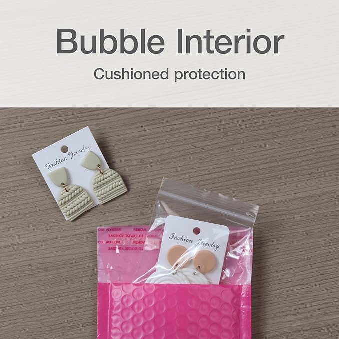 Quality Park Bubble Mailers, 4 x 8 Shipping Envelopes, Self-Seal, Small Pink Padded Envelopes, Redi-Strip Peel Off Closure, 50 Per Box (QUA85917)