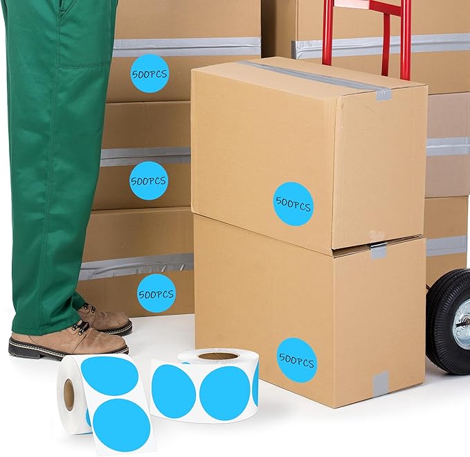 2 Inch Sky-Blue Circle Stickers 500 Pcs,Permanent Color Coding Dots for Office,Home Organization, File Classification,Multipurpose Labels