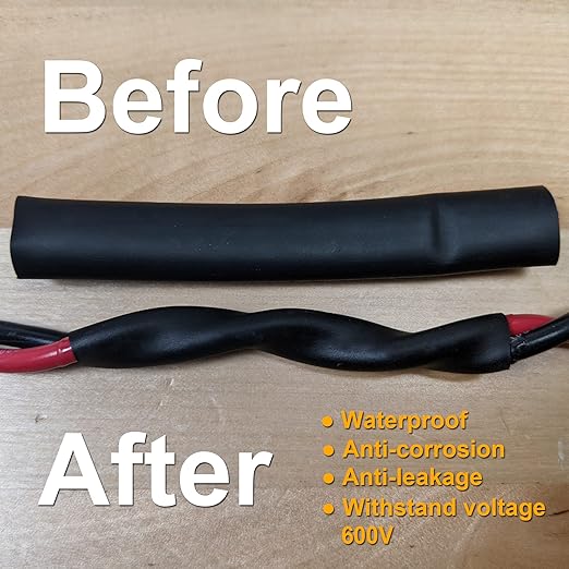 TKDMR 5 Ft 1/2" Heat Shrink Tubing - 3:1 Ratio Marine Grade Heat Shrink,Wire Cable Adhesive Lined Tube Insulation Seal Against Moisture Corrosion and Air Leakage.Black