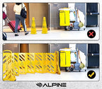 Alpine Commercial Safety Barriers, 13 Foot Expandable Mobile Barricade System - Folding Portable Barrier, Traffic Barricade Fence, Plastic Barricade for Construction, Traffic Control, Driveway Gate